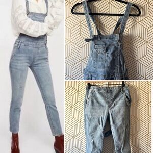 Free People Milo Washed Denim Overalls in a light blue wash